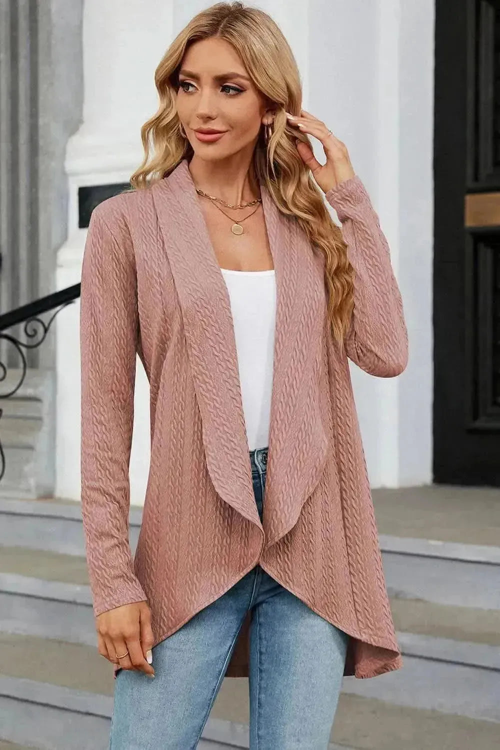 Open Front Long Sleeve Cardigan - Bad Moms Club