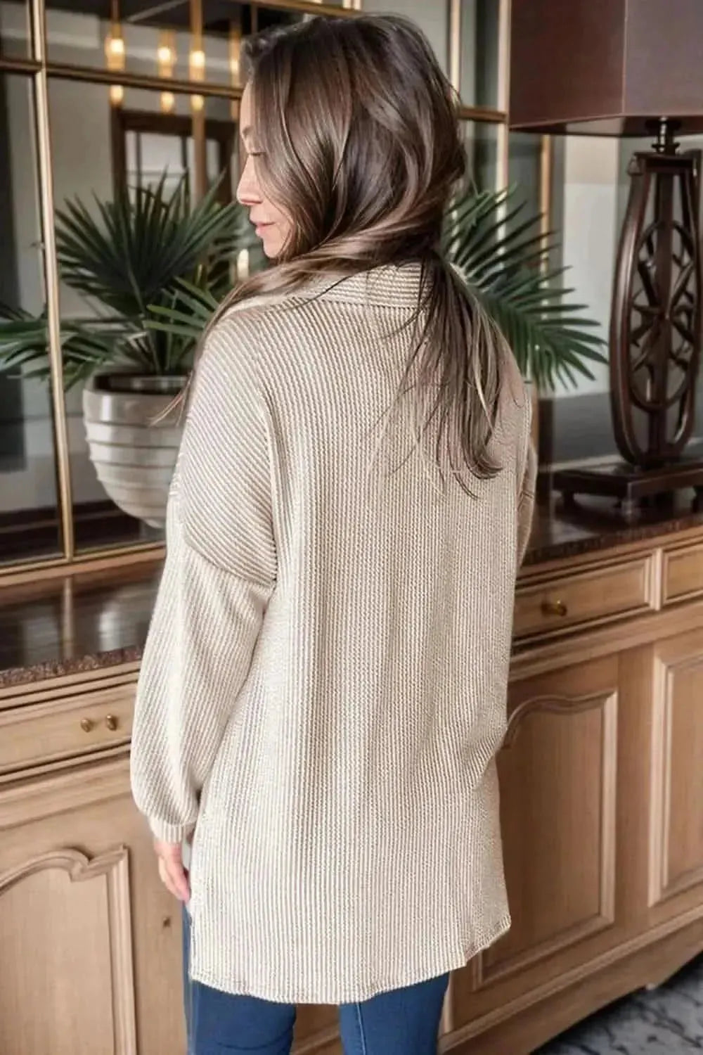 Sequin Button Up Dropped Shoulder Jacket - Bad Moms Club