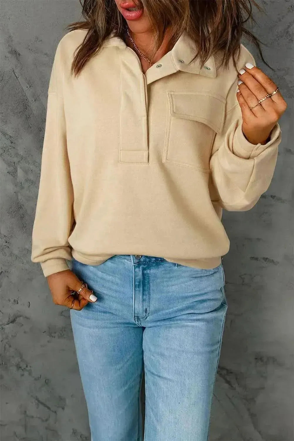 Half Snap Long Sleeve Sweatshirt - Bad Moms Club
