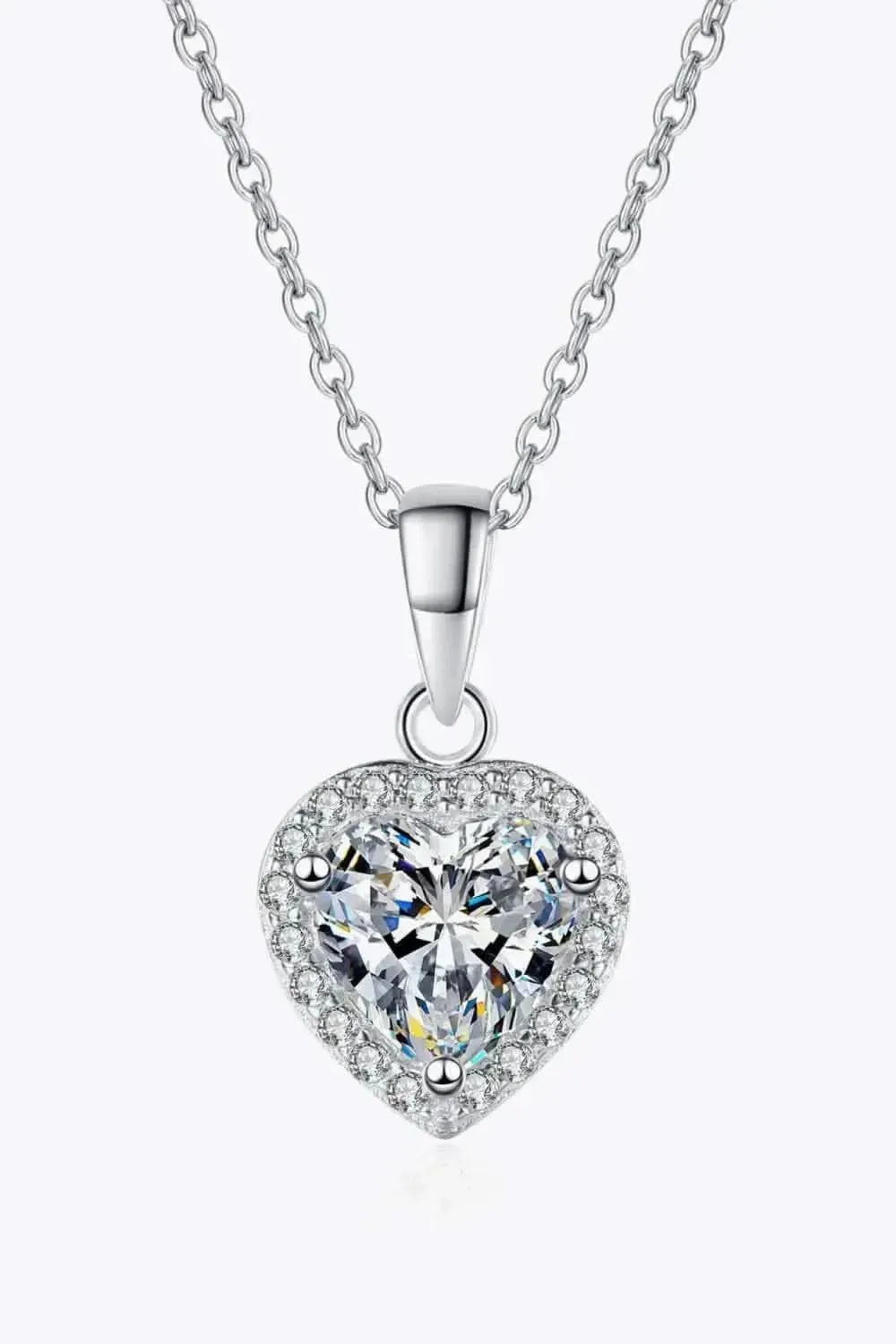 1 Carat Moissanite Heart Pendant Chain Necklace - Bad Moms Club