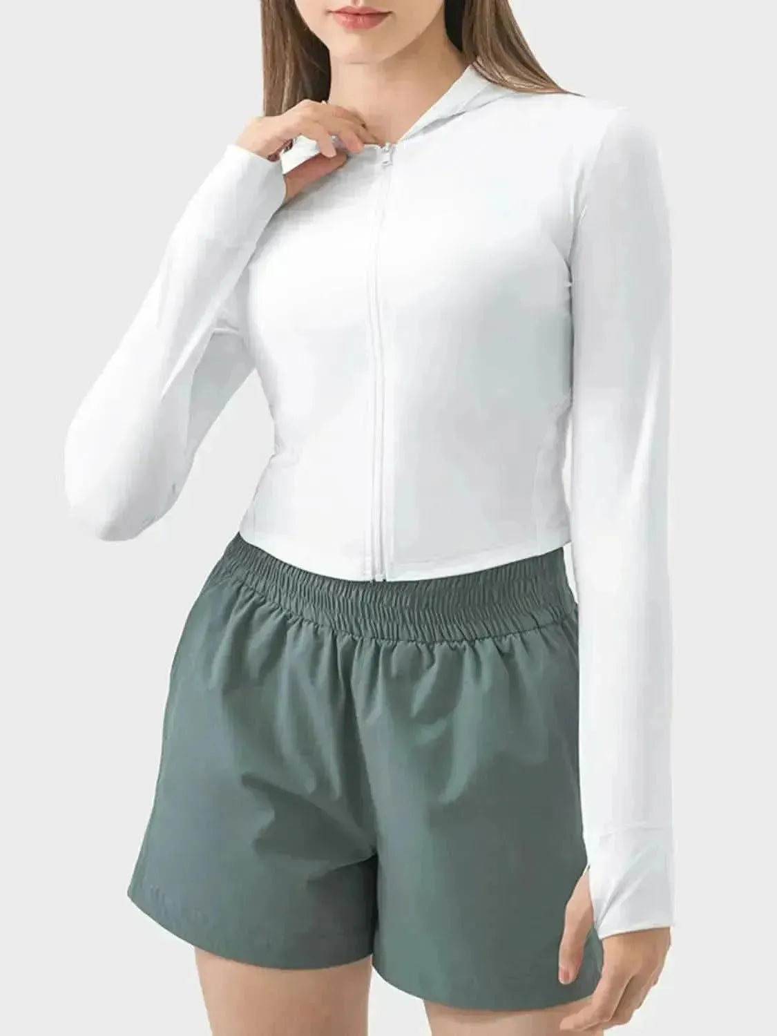 Zip Up Hooded Long Sleeve Active Outerwear - Bad Moms Club