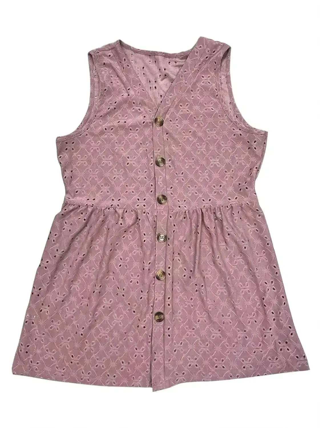 Full Size Eyelet Button Up V-Neck Tank - Bad Moms Club