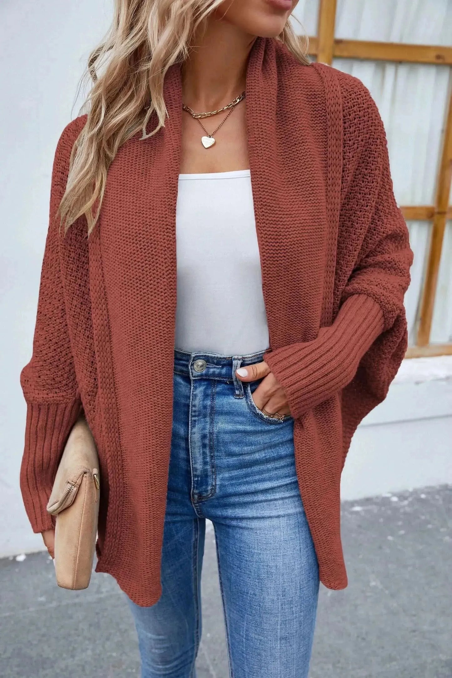 Open Front Long Sleeve Cardigan - Bad Moms Club