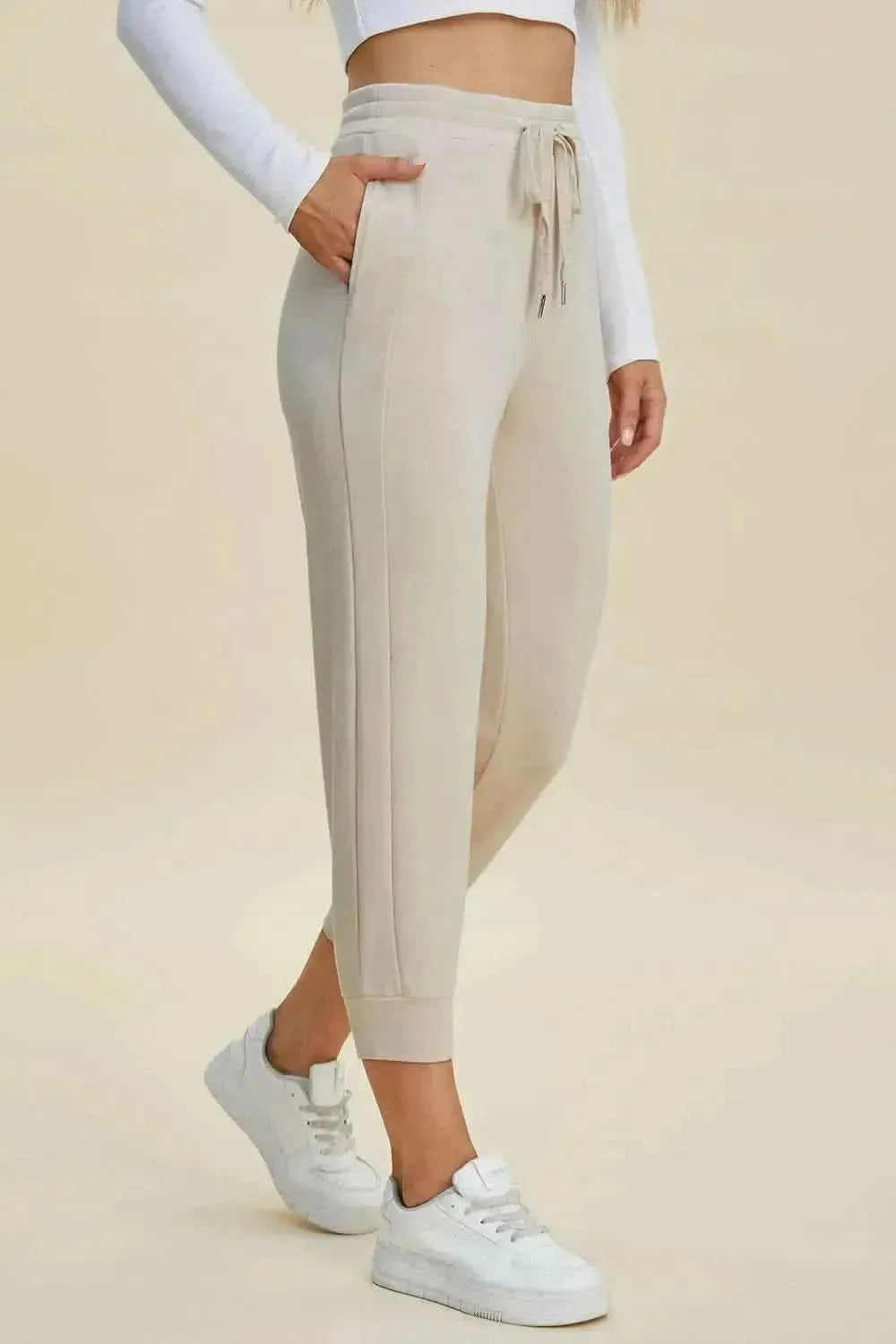 Basic Bae Full Size Air Scuba Drawstring High Waist Cropped Pants - Bad Moms Club