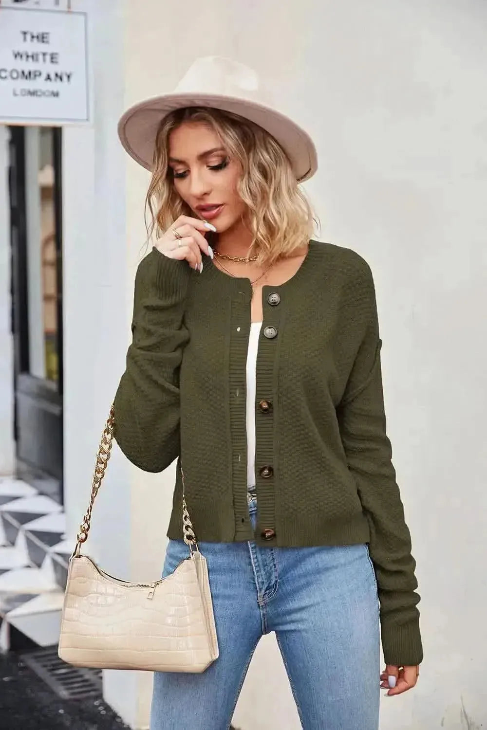 Button Down Exposed Seam Cardigan - Bad Moms Club