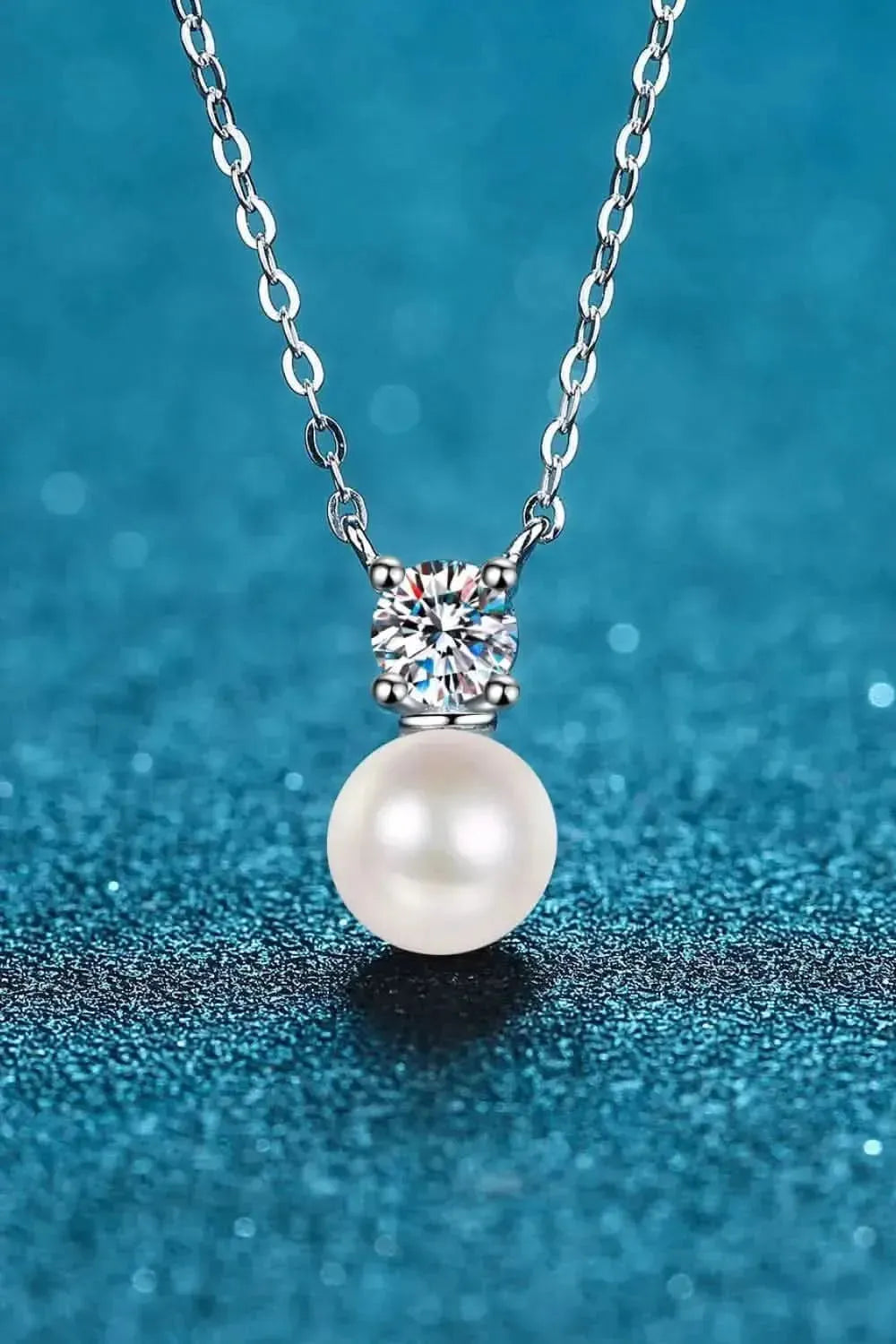 925 Sterling Silver Freshwater Pearl Moissanite Necklace - Bad Moms Club