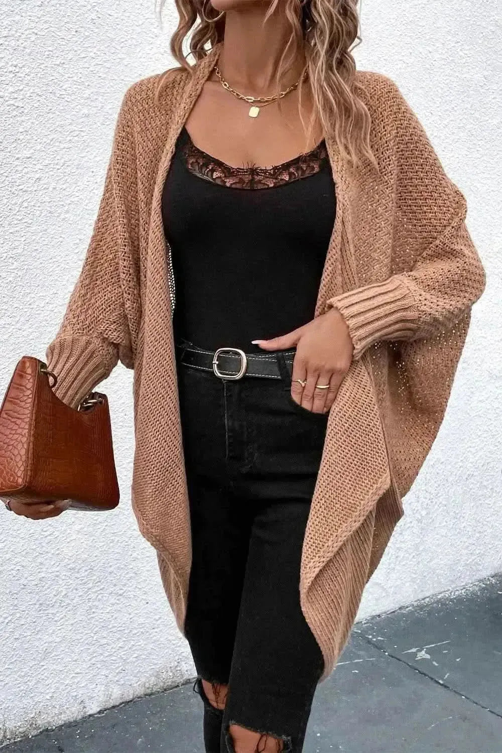 Open Front Dolman Sleeve Cardigan - Bad Moms Club