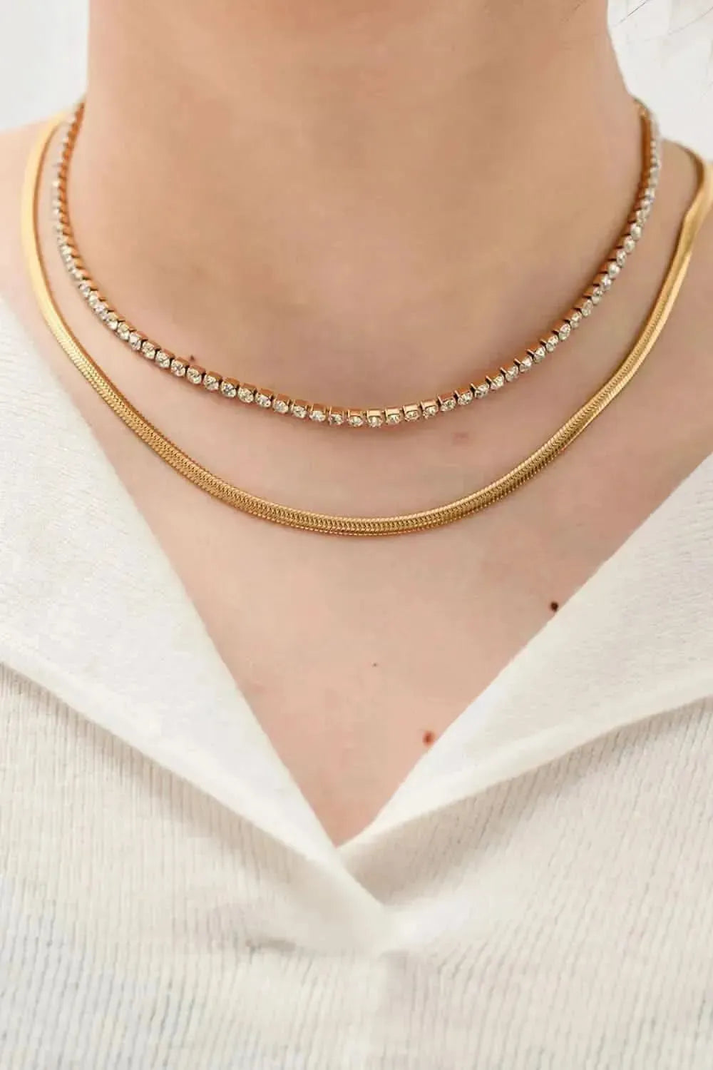Double-Layered Inlaid Zircon Stainless Steel Necklace - Bad Moms Club