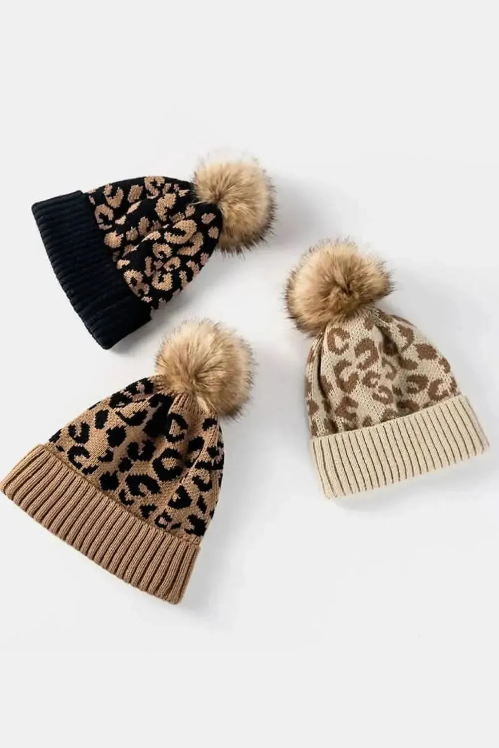 Leopard Pom-Pom Cuffed Beanie - Bad Moms Club
