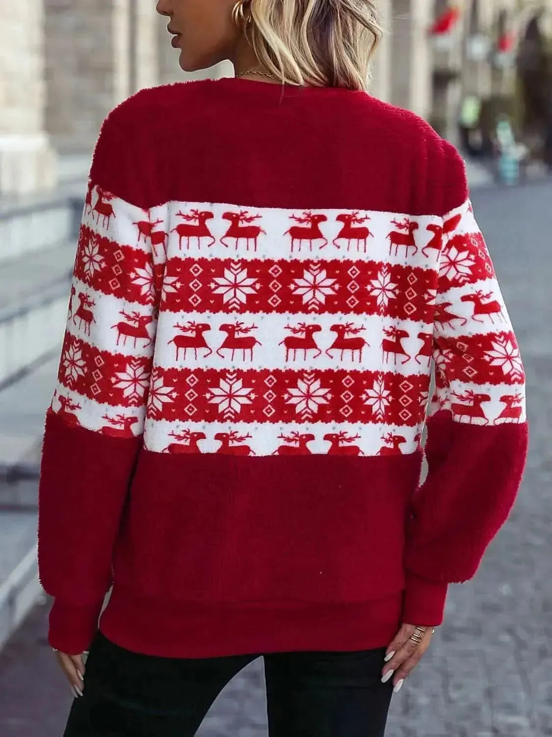 Christmas Element Round Neck Long Sleeve Sweatshirt - Bad Moms Club