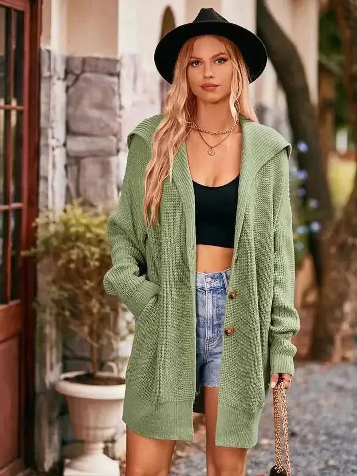 Dropped Shoulder Long Sleeve Cardigan - Bad Moms Club