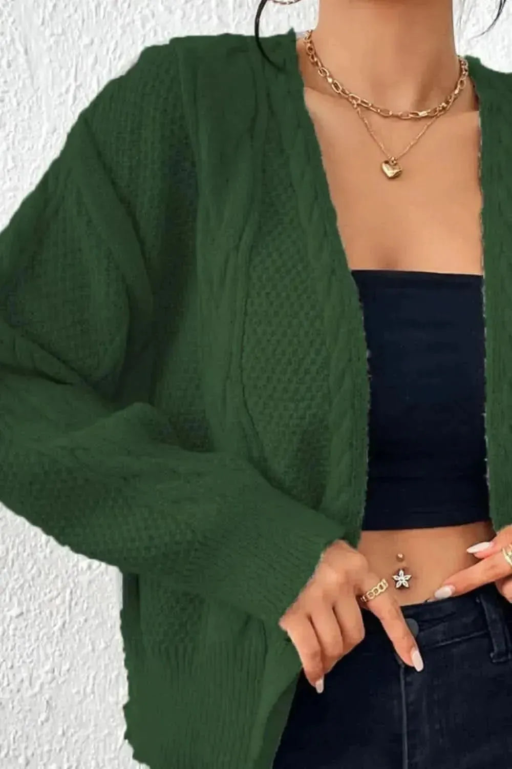 Cable-Knit Open Front Cardigan - Bad Moms Club