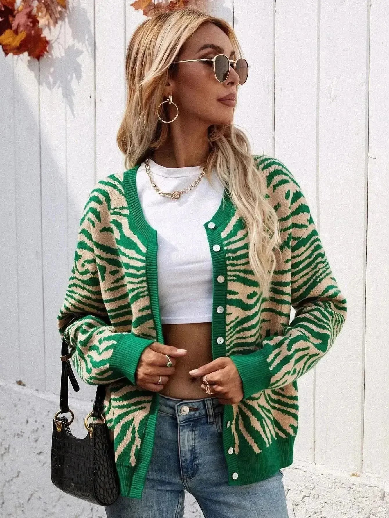 Woven Right Zebra Print Button Down Cardigan - Bad Moms Club