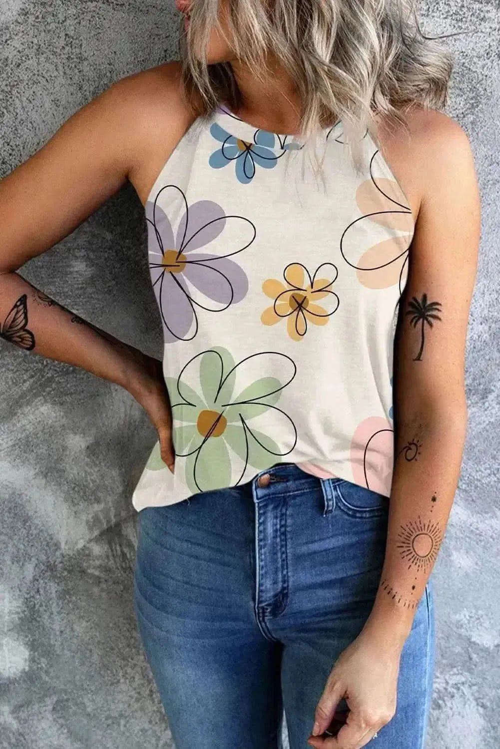 Printed Round Neck Tank - Bad Moms Club