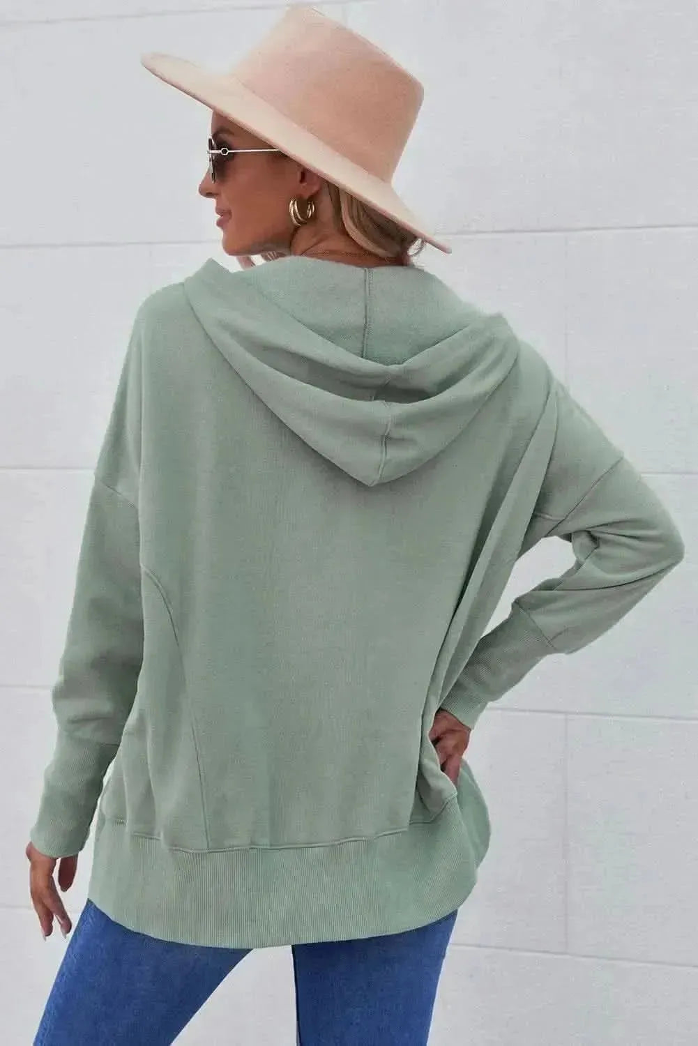 Quarter-Snap Dropped Shoulder Hoodie - Bad Moms Club