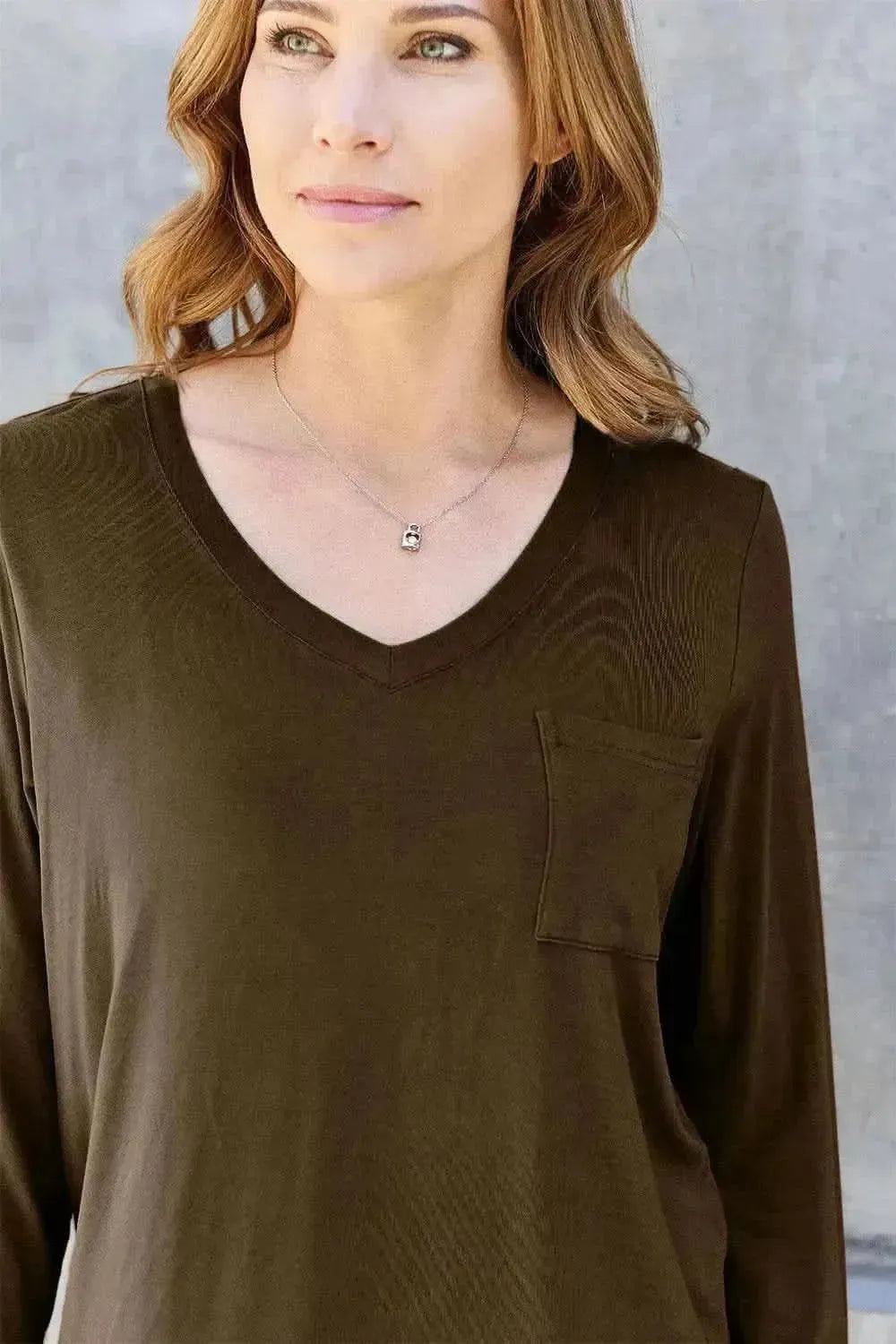 Basic Bae Full Size V-Neck Long Sleeve Top - Bad Moms Club