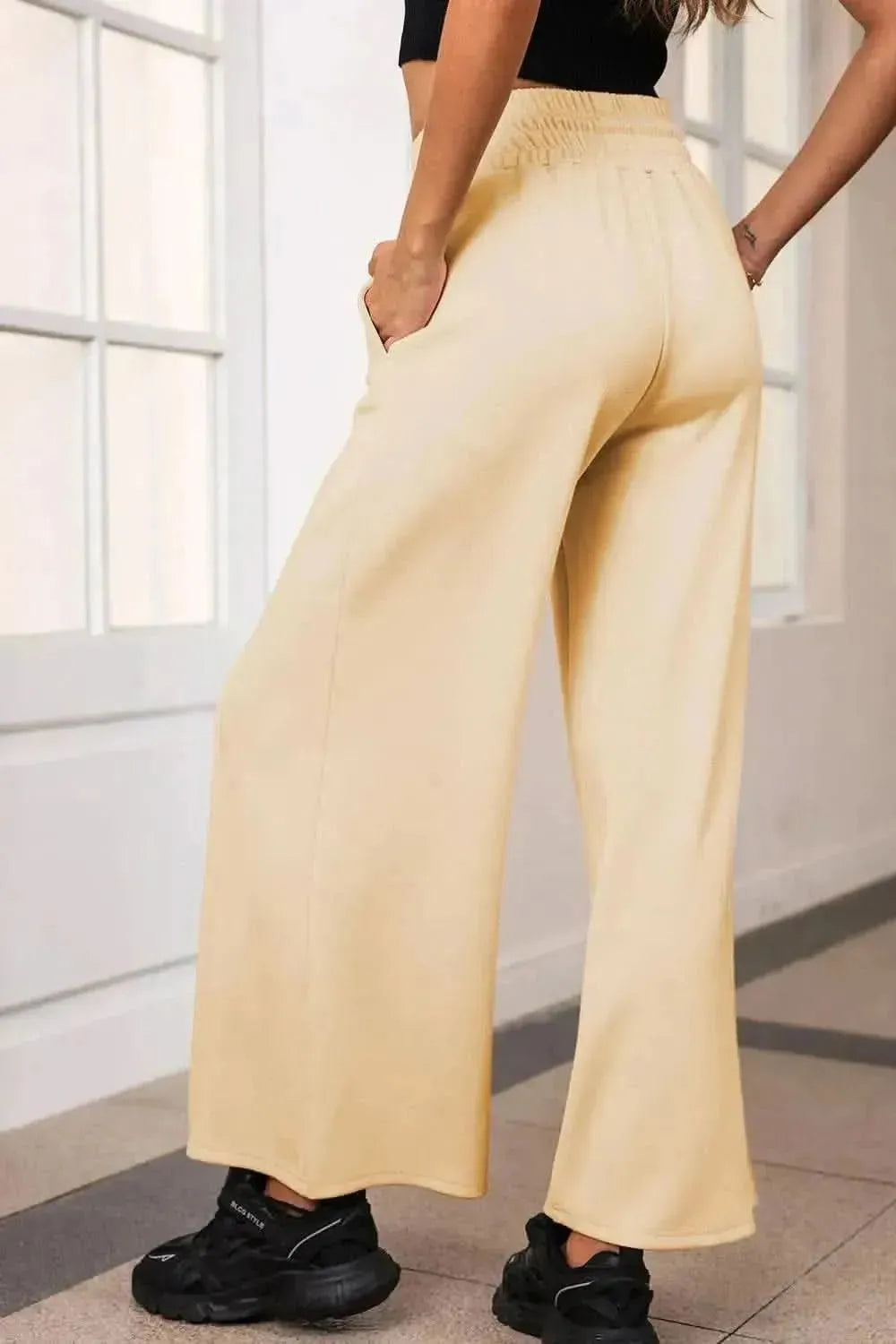 Drawstring Wide Leg Pants with Pockets - Bad Moms Club