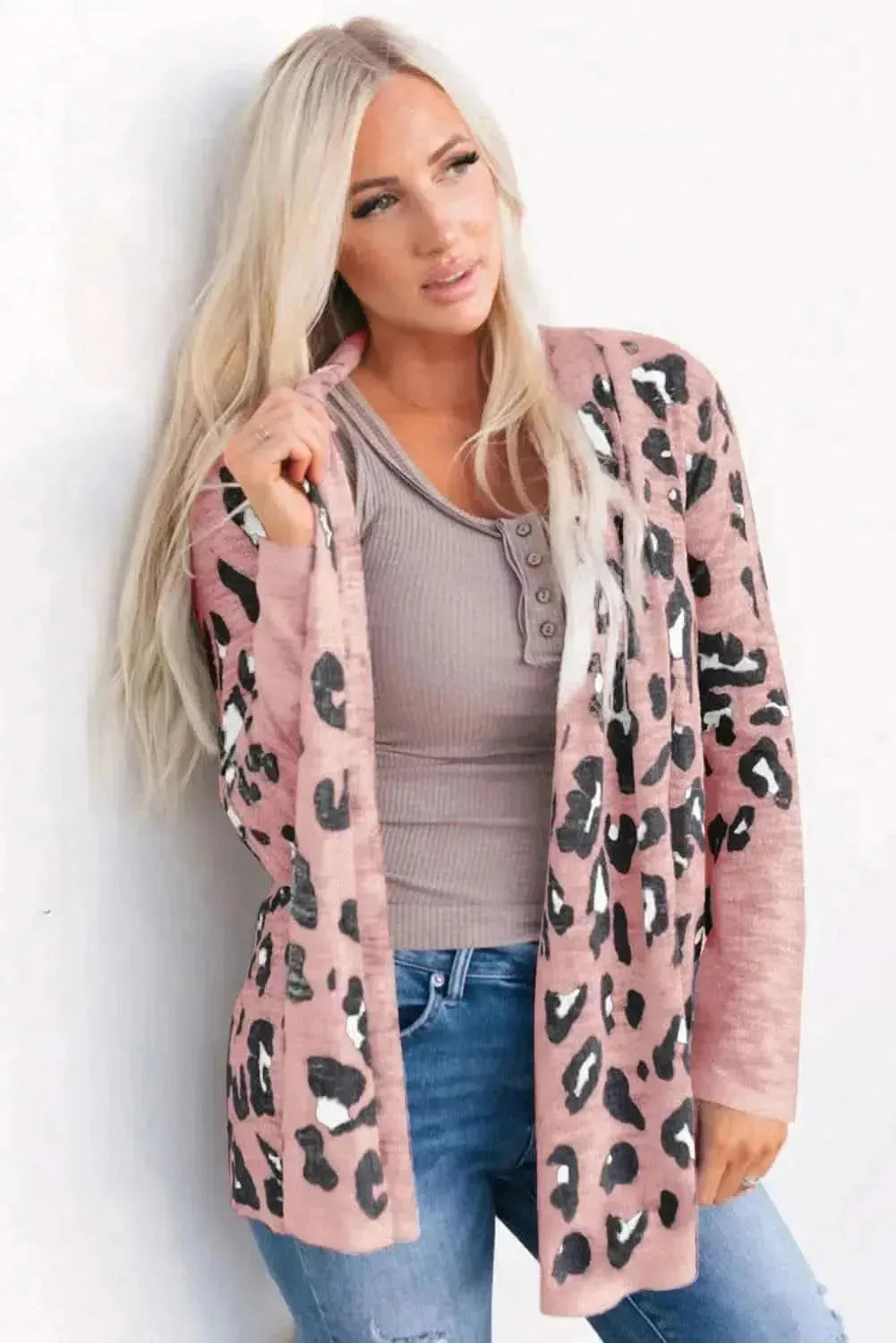 Printed Long Sleeve Cardigan - Bad Moms Club