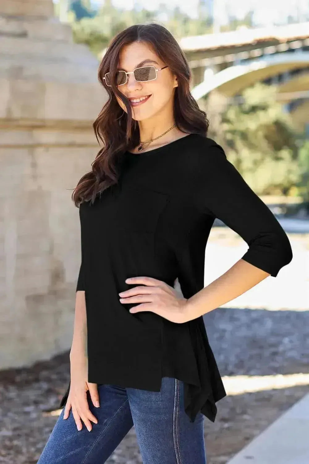 Basic Bae Full Size Round Neck Pocketed T-Shirt - Bad Moms Club