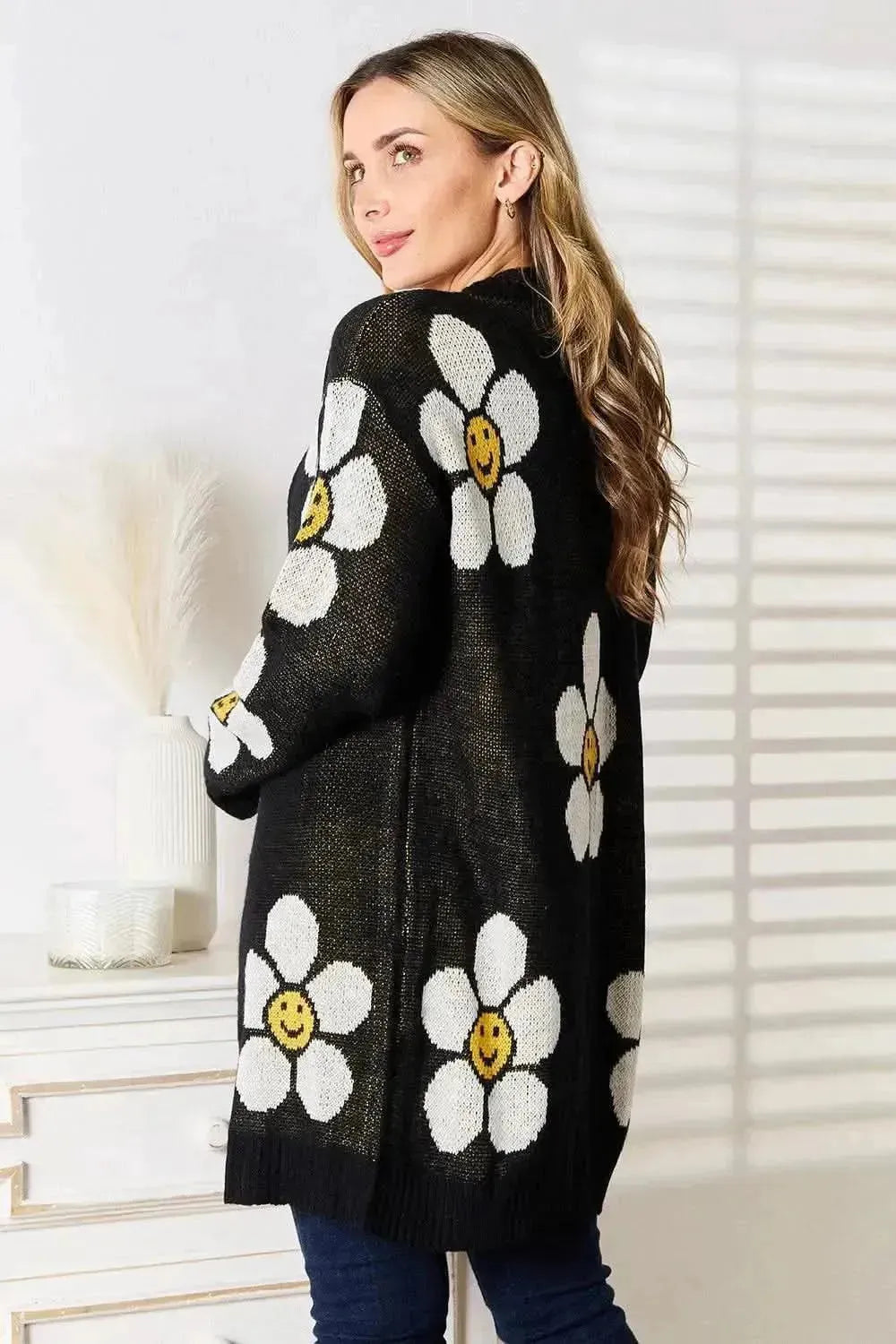 Floral Button Down Longline Cardigan - Bad Moms Club