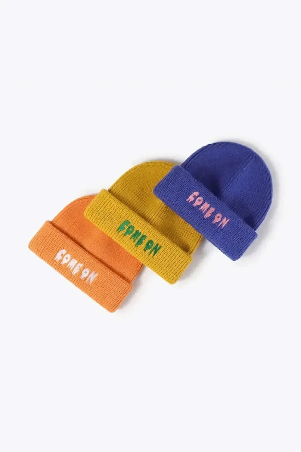 COME ON Embroidered Cuff Knit Beanie - Bad Moms Club