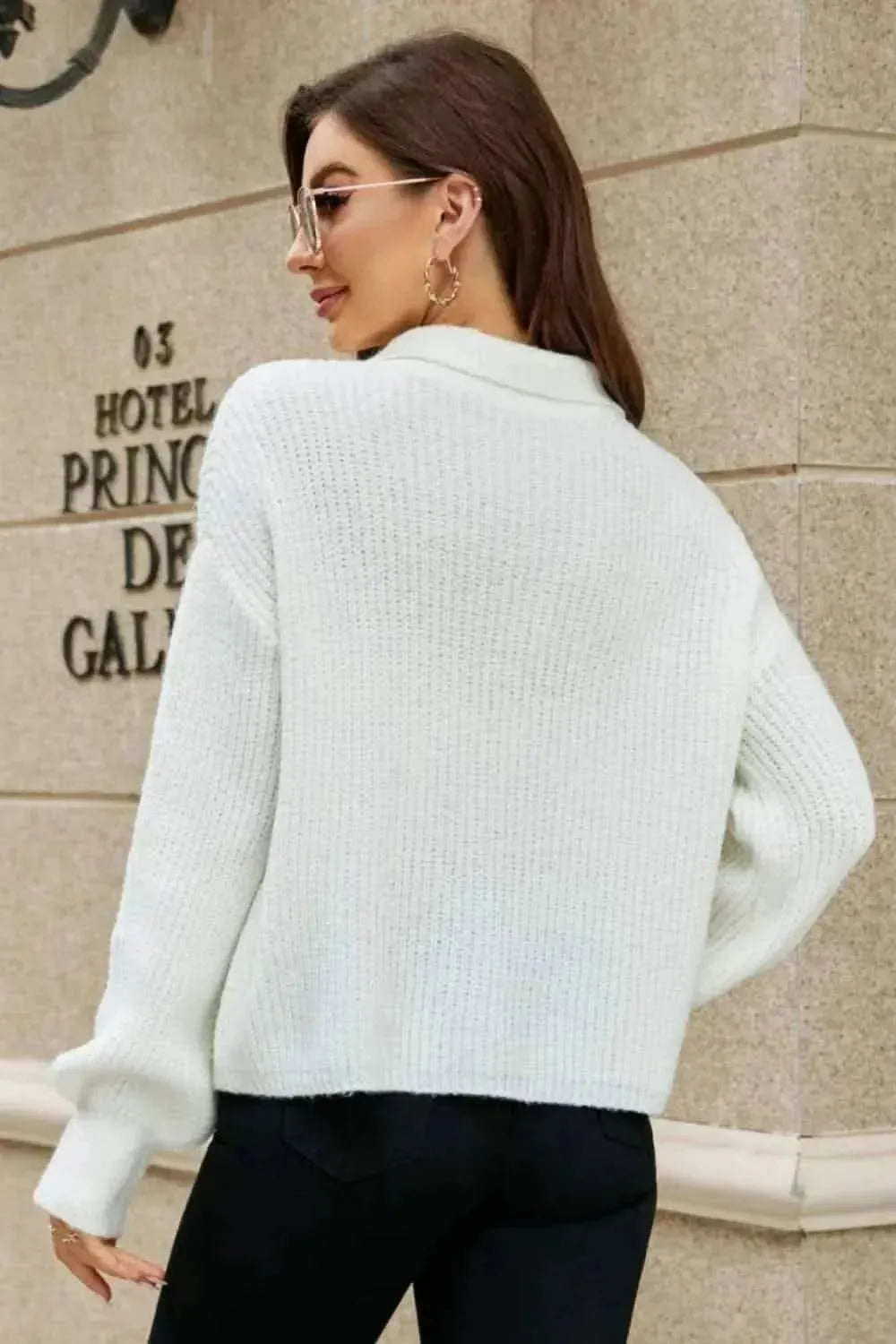 Johnny Collar Lantern Sleeve Sweater - Bad Moms Club