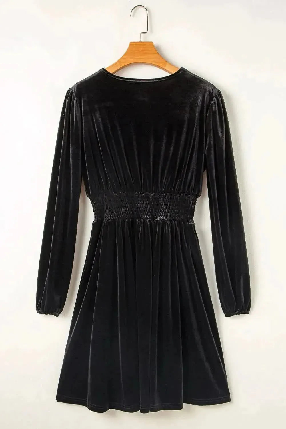 Surplice Long Sleeve Velvet Dress - Bad Moms Club