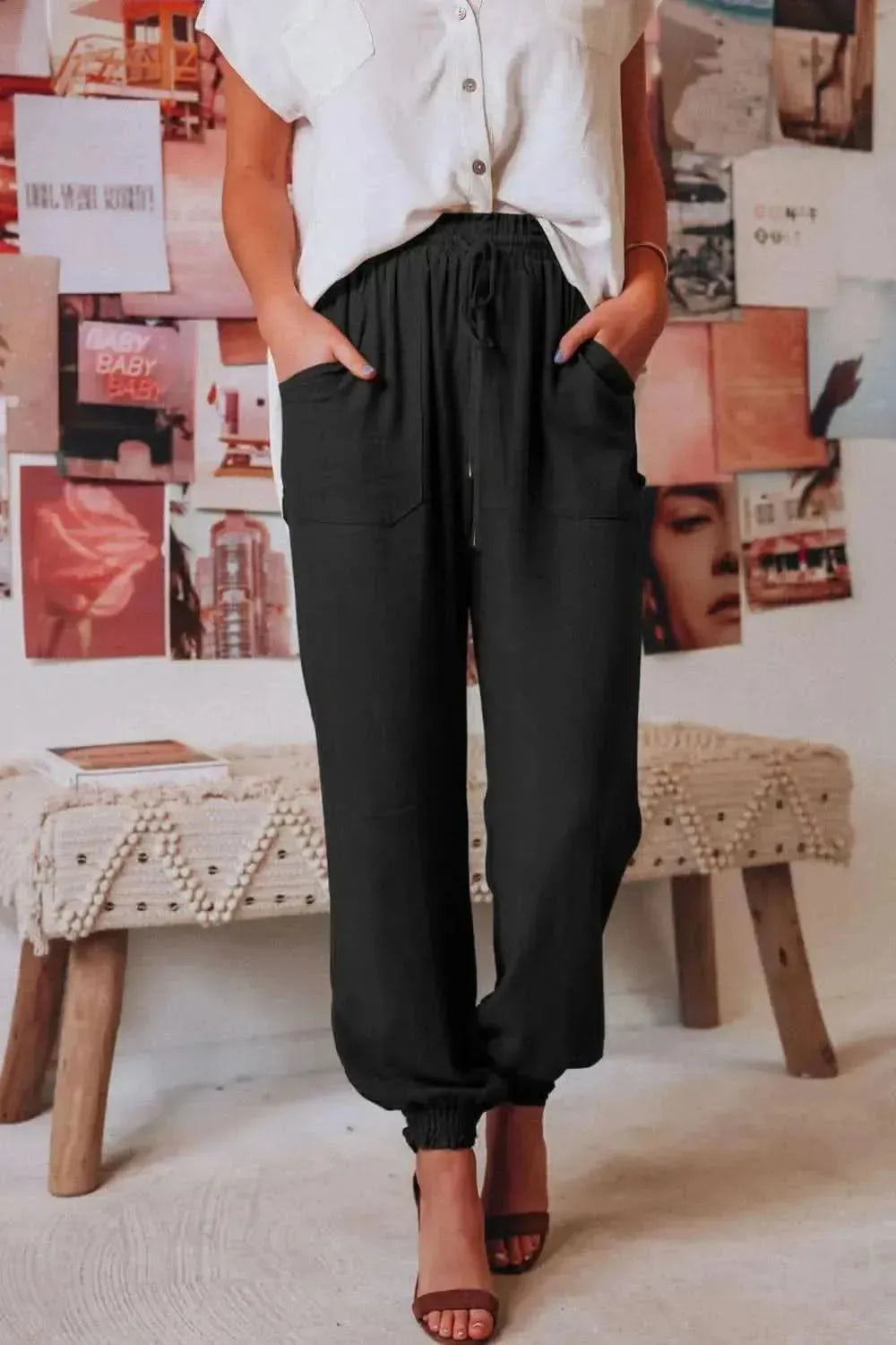 Tied Long Joggers with Pockets - Bad Moms Club
