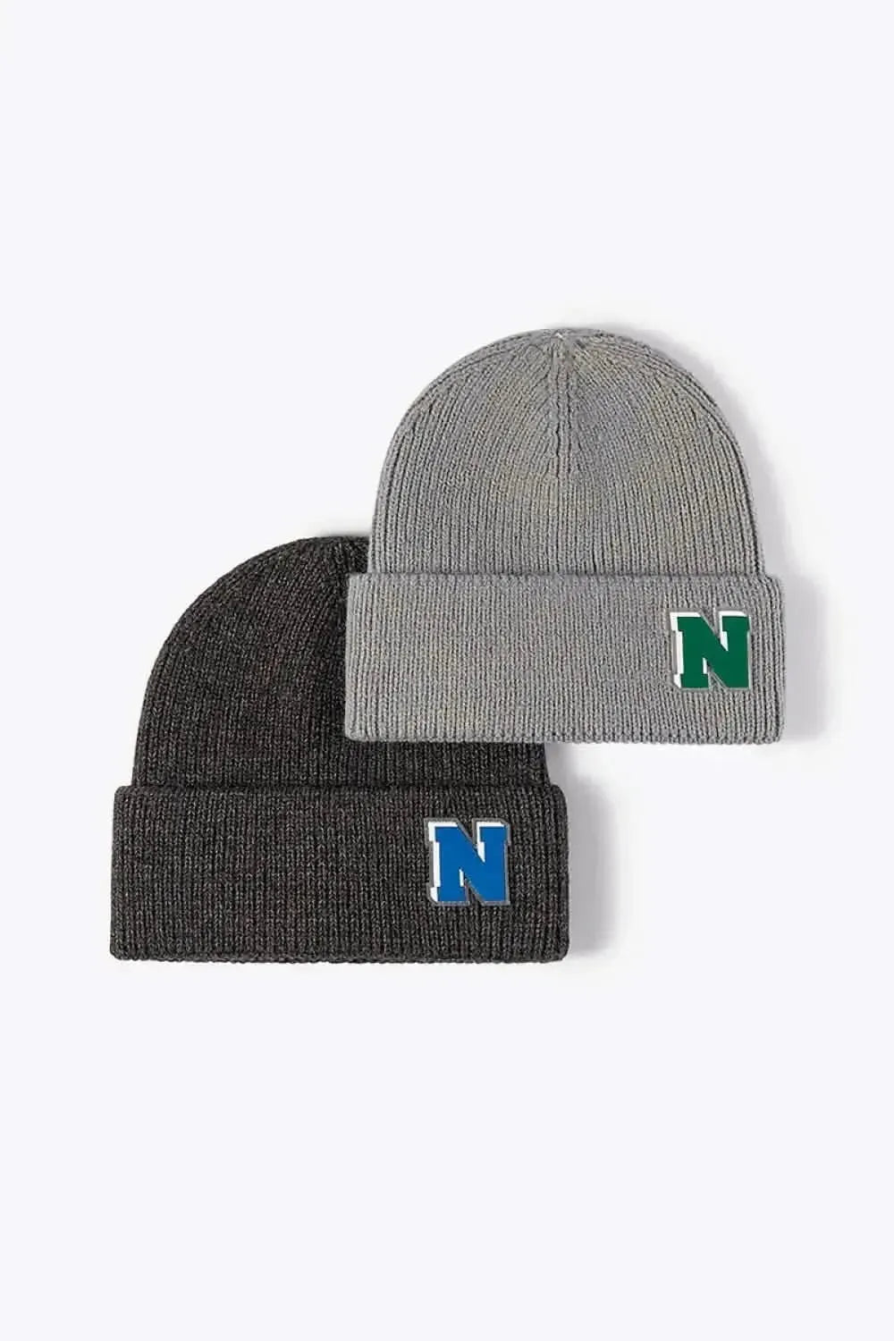 Letter N Patch Cuffed Knit Beanie - Bad Moms Club
