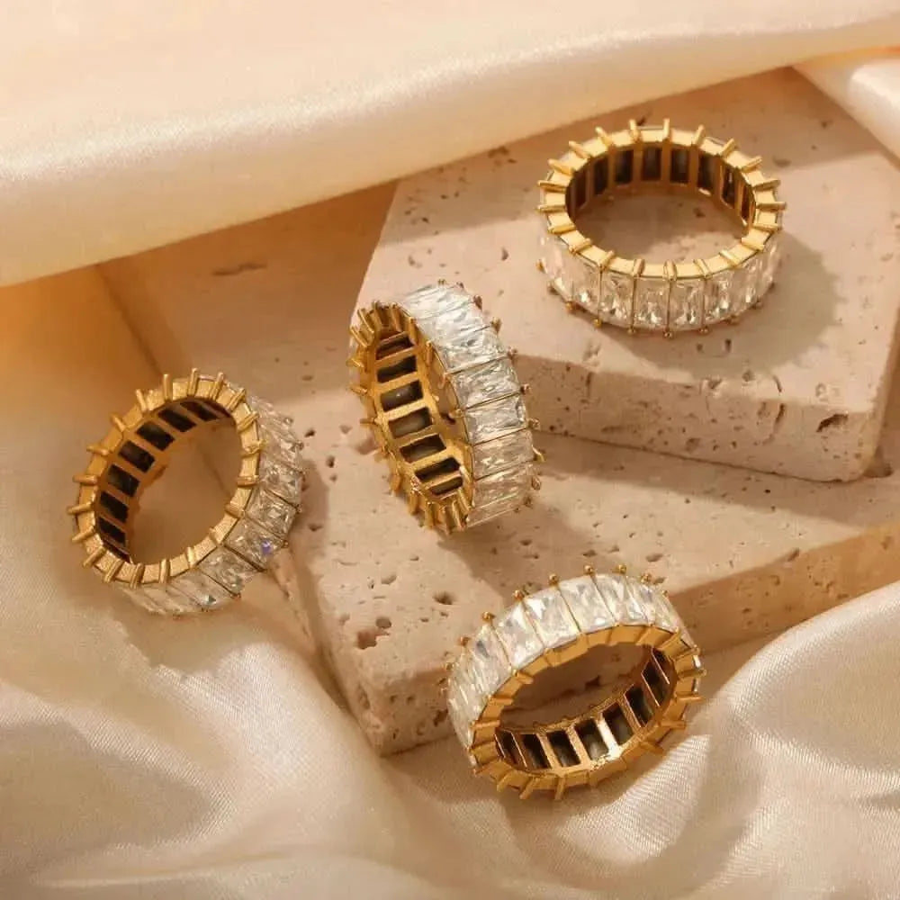 Titanium Steel Inlaid Zircon Ring - Bad Moms Club