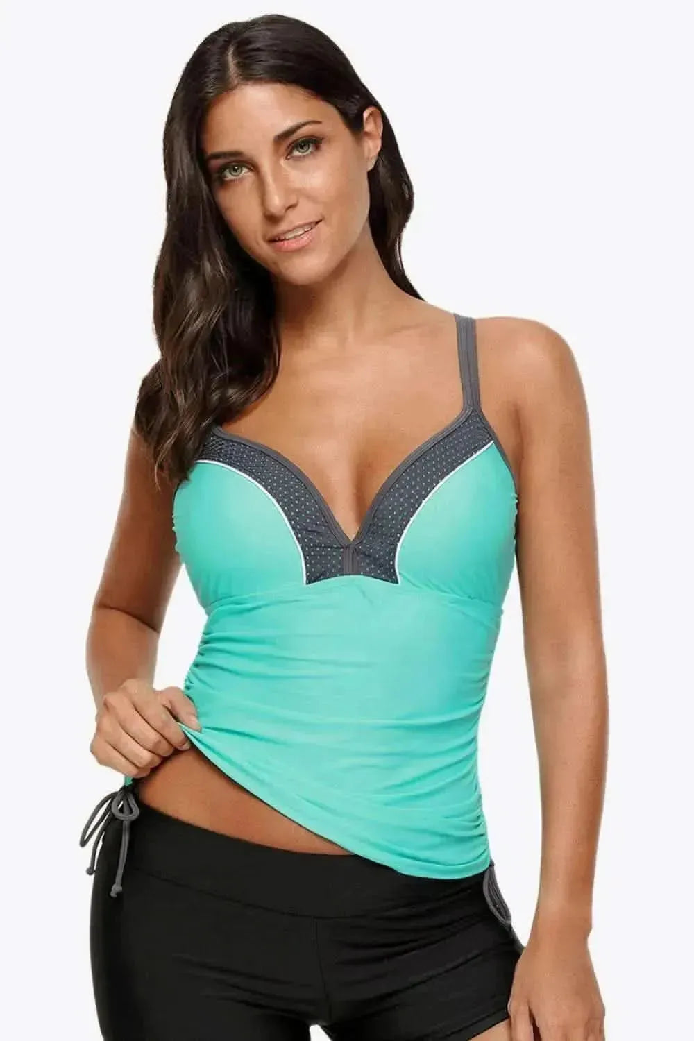 Contrast Sweetheart Neck Swim Cami - Bad Moms Club