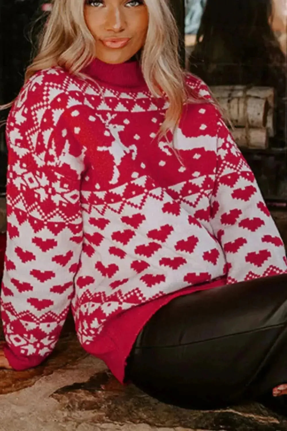 Christmas Element Turtleneck Long Sleeve Sweater - Bad Moms Club