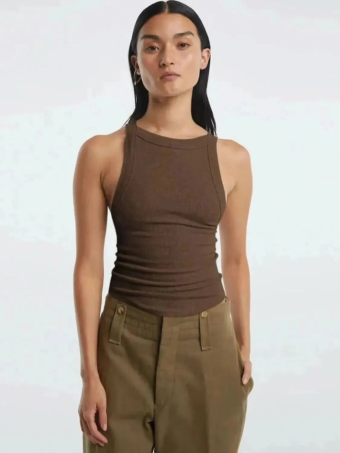 Halter Neck Ribbed Cropped Top - Bad Moms Club