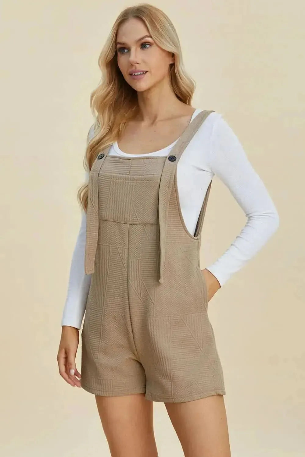 Double Take Full Size Texture Sleeveless Romper - Bad Moms Club