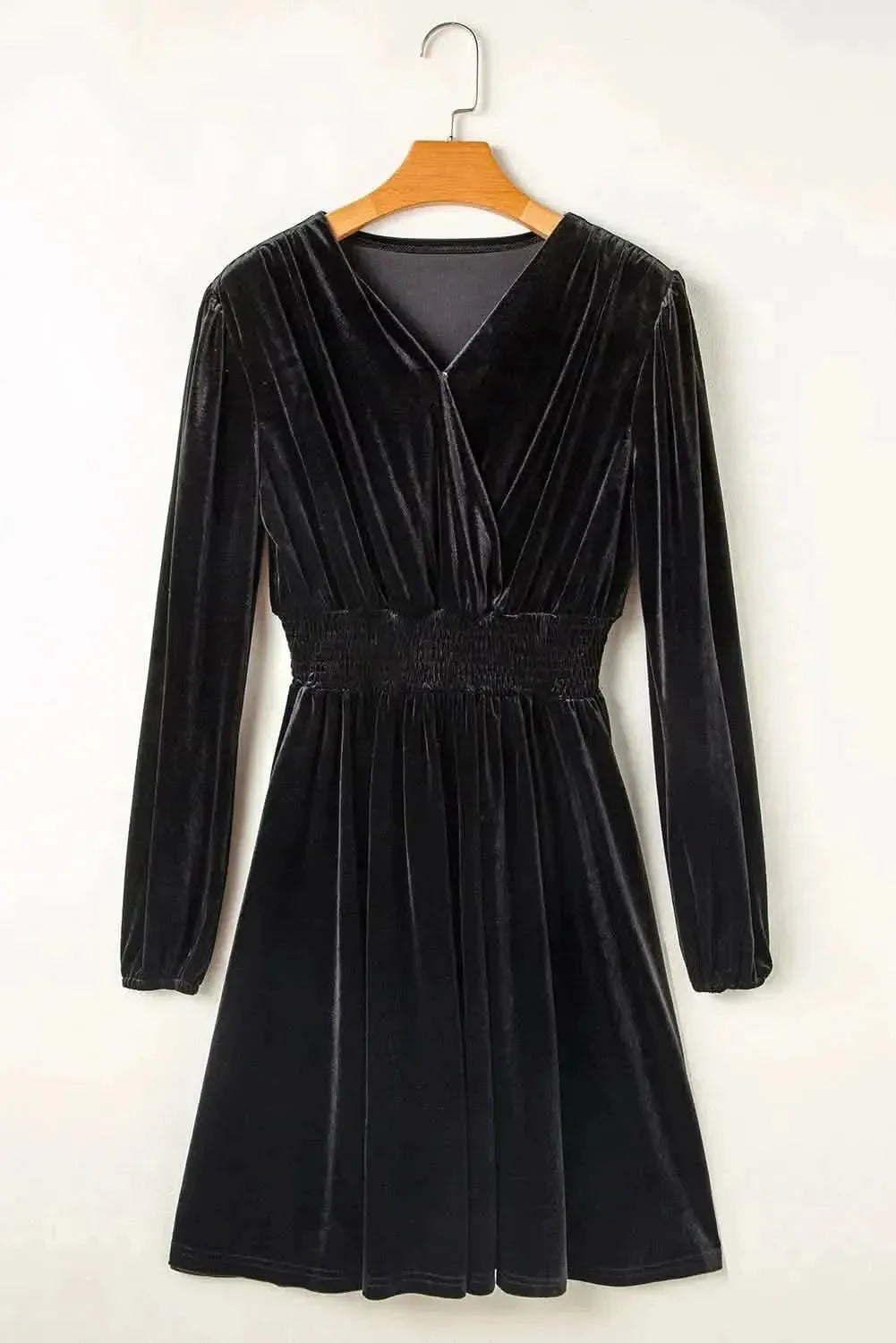 Surplice Long Sleeve Velvet Dress - Bad Moms Club