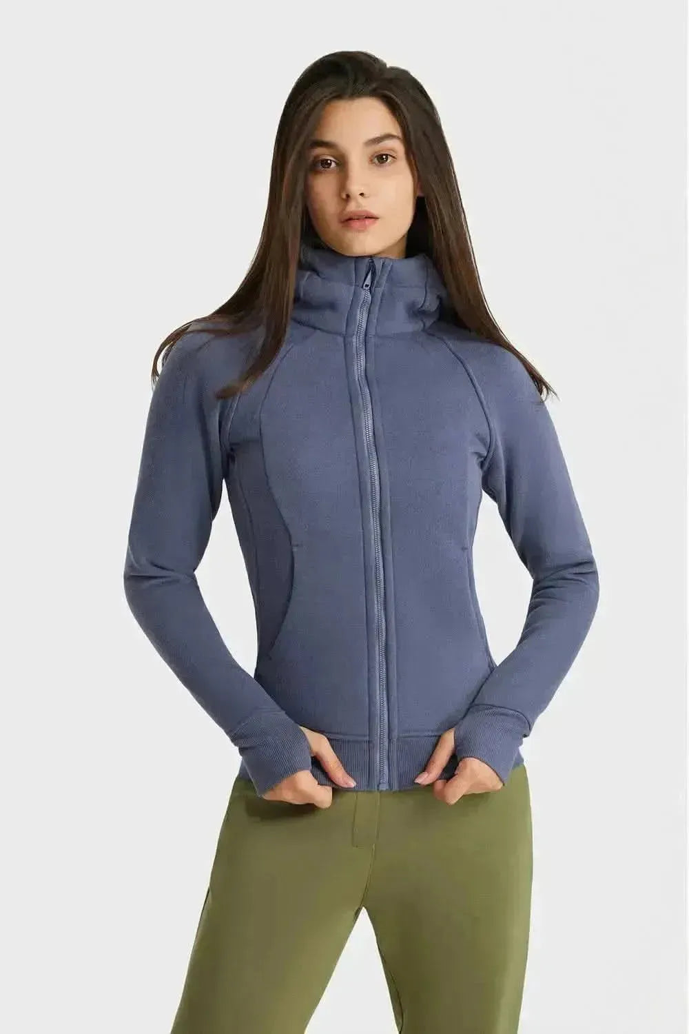 Zip Up Seam Detail Hooded Sports Jacket - Bad Moms Club