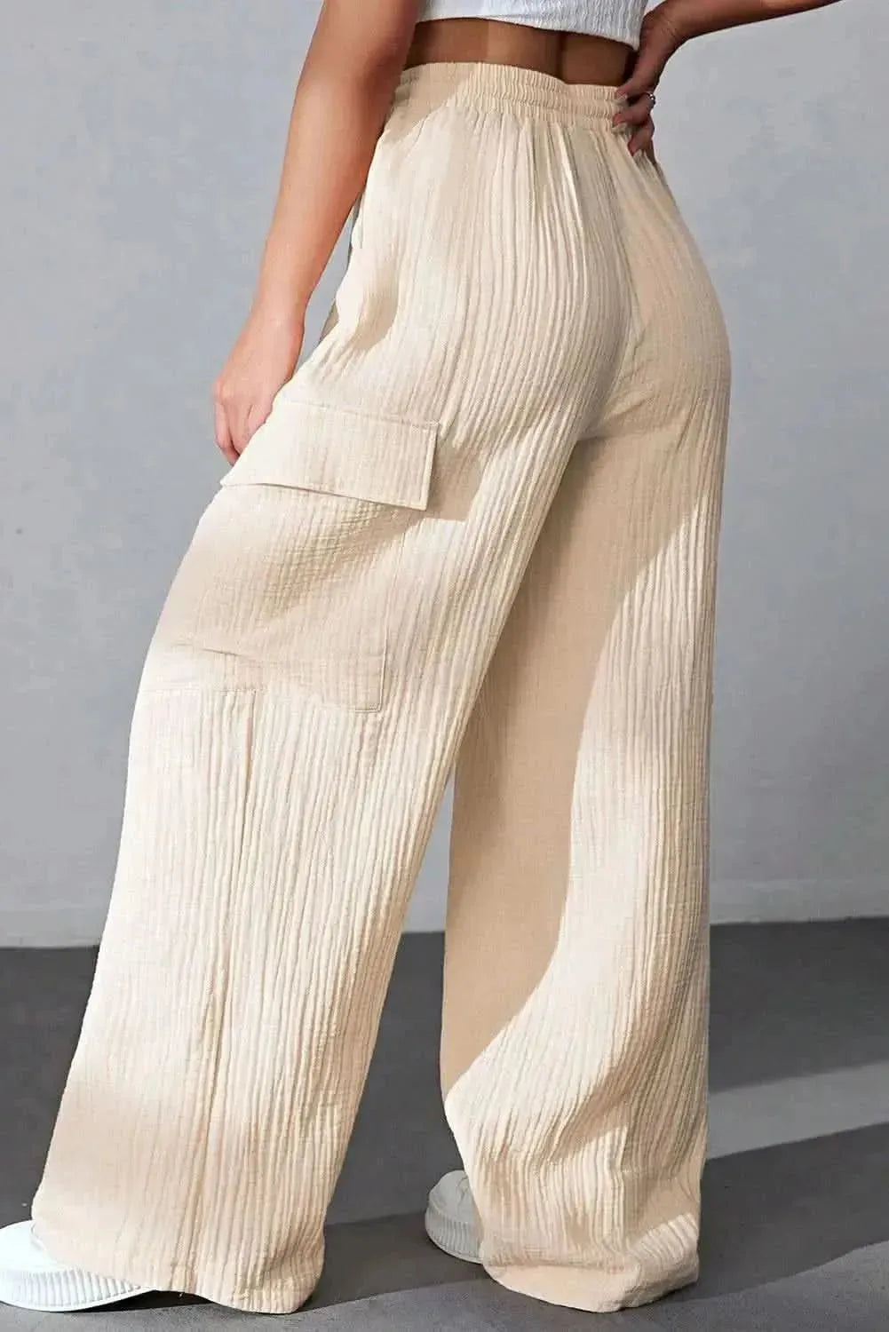 Drawstring Pocketed Wide Leg Pants - Bad Moms Club