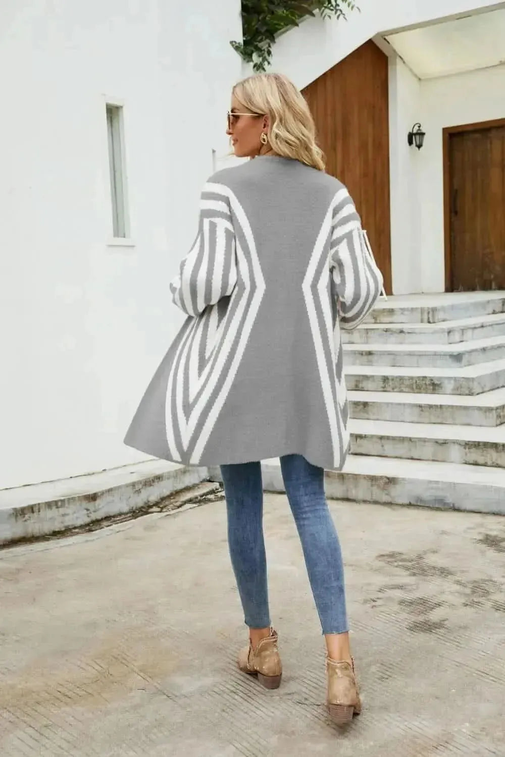 Woven Right Two-Tone Open Front Fuzzy Longline Cardigan - Bad Moms Club