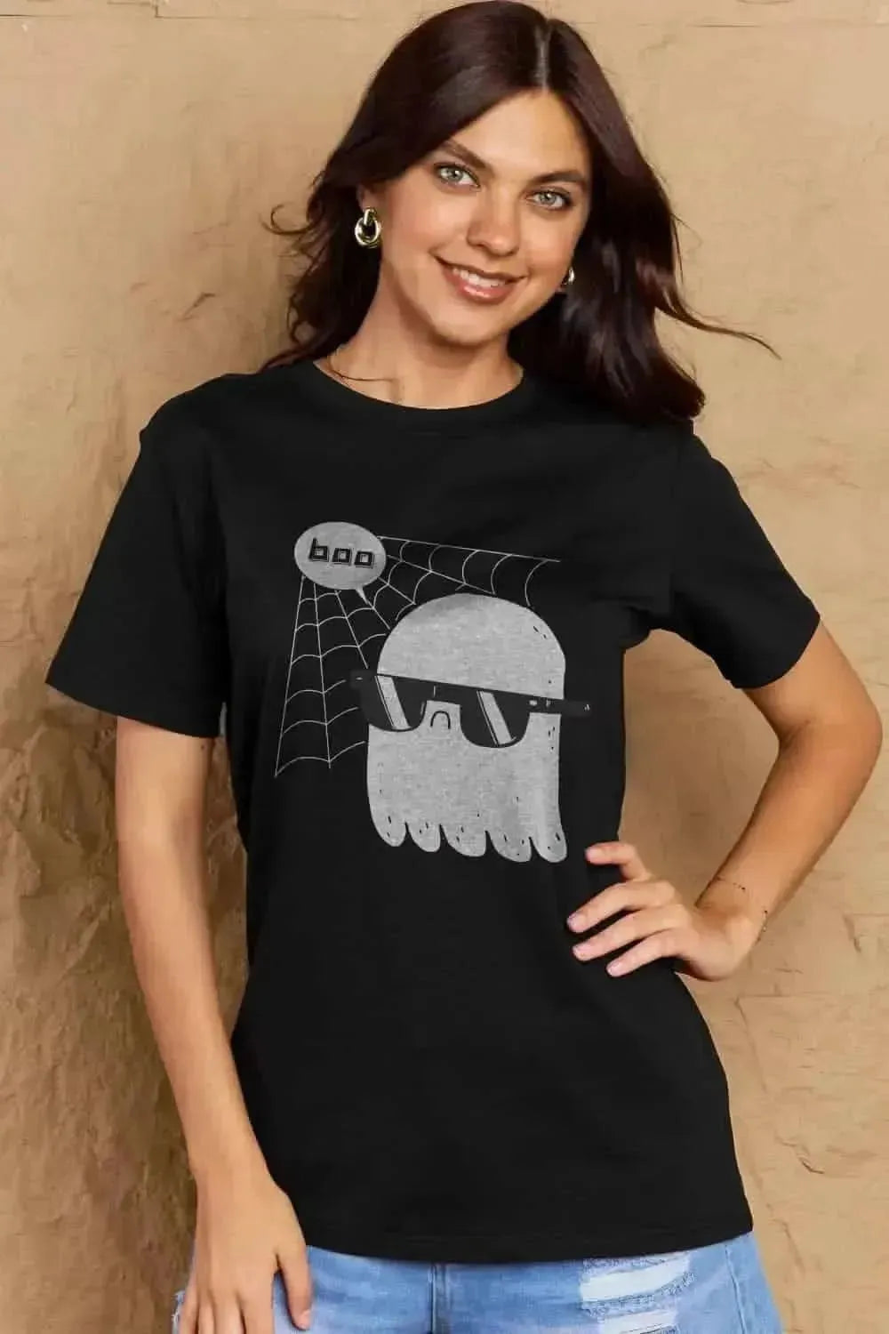 Simply Love Full Size BOO Graphic Cotton T-Shirt - Bad Moms Club
