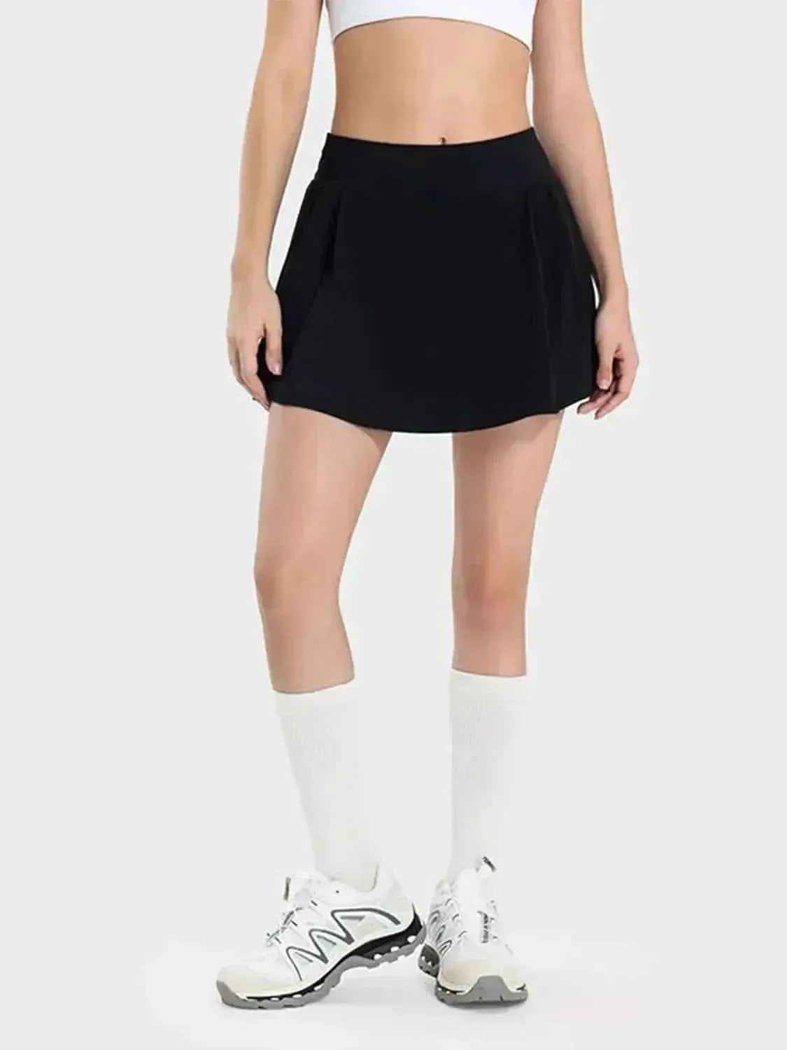 Pleated Detail Mid-Rise Waist Active Skirt - Bad Moms Club