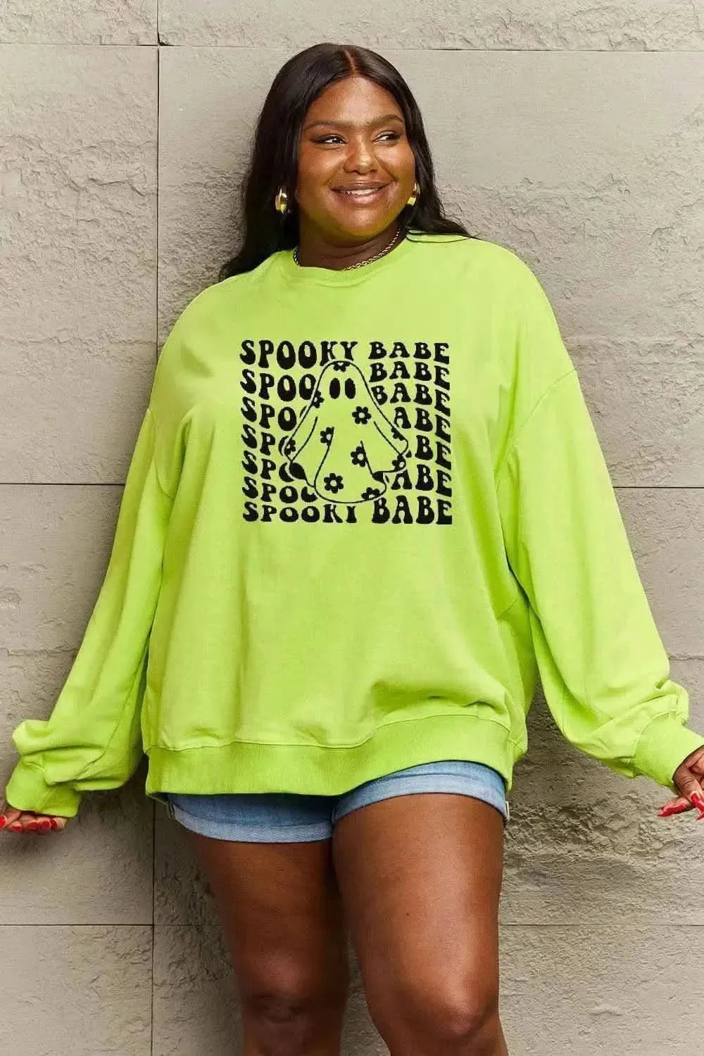 Simply Love Full Size SPOOKY BABE Graphic Sweatshirt - Bad Moms Club