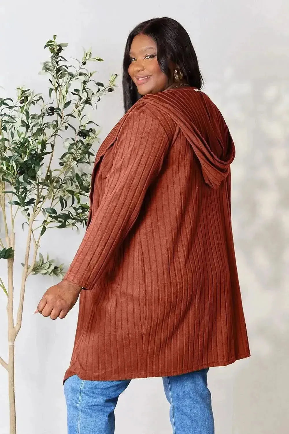 Basic Bae Full Size Hooded Sweater Cardigan - Bad Moms Club