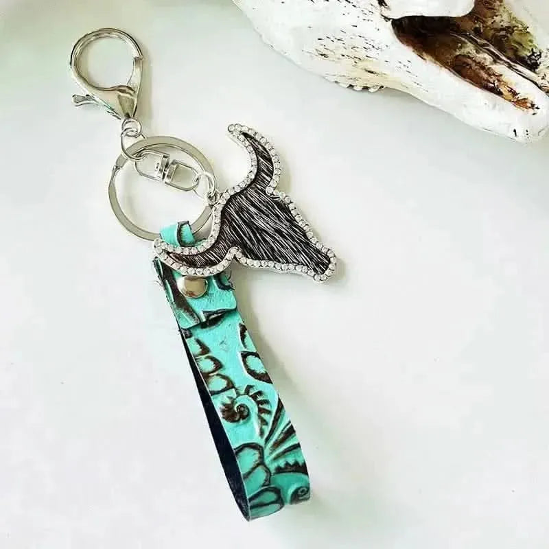 Rhinestone Bull Keychain - Bad Moms Club