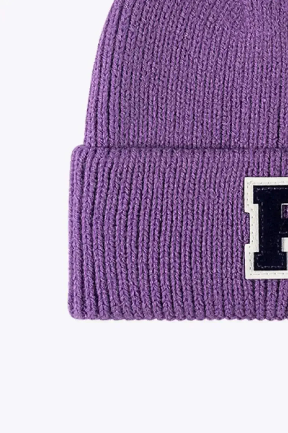 Letter Patch Cuffed Knit Beanie - Bad Moms Club
