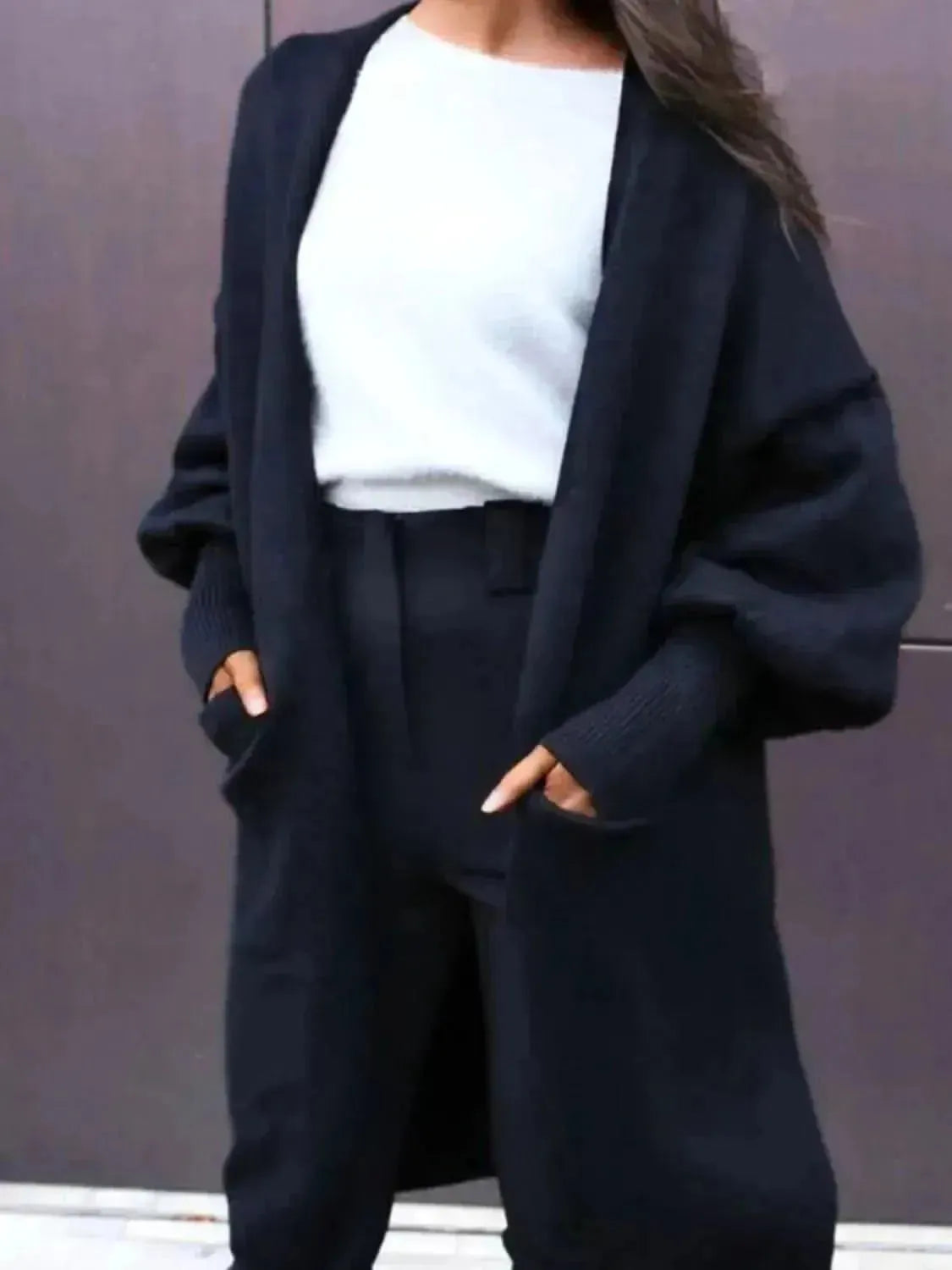 Open Front Dropped Shoulder Cardigan - Bad Moms Club