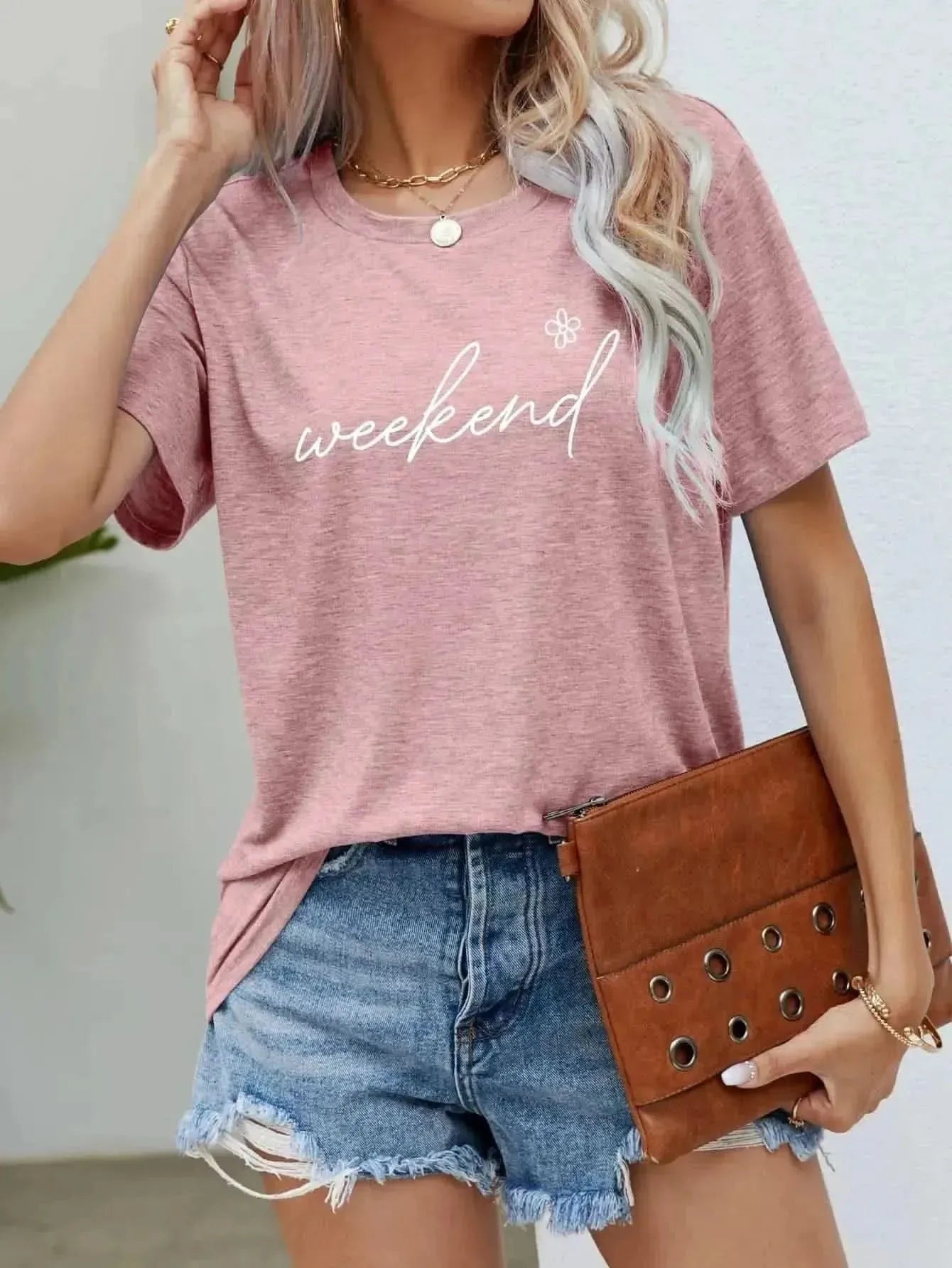 WEEKEND Flower Graphic Short Sleeve Tee - Bad Moms Club