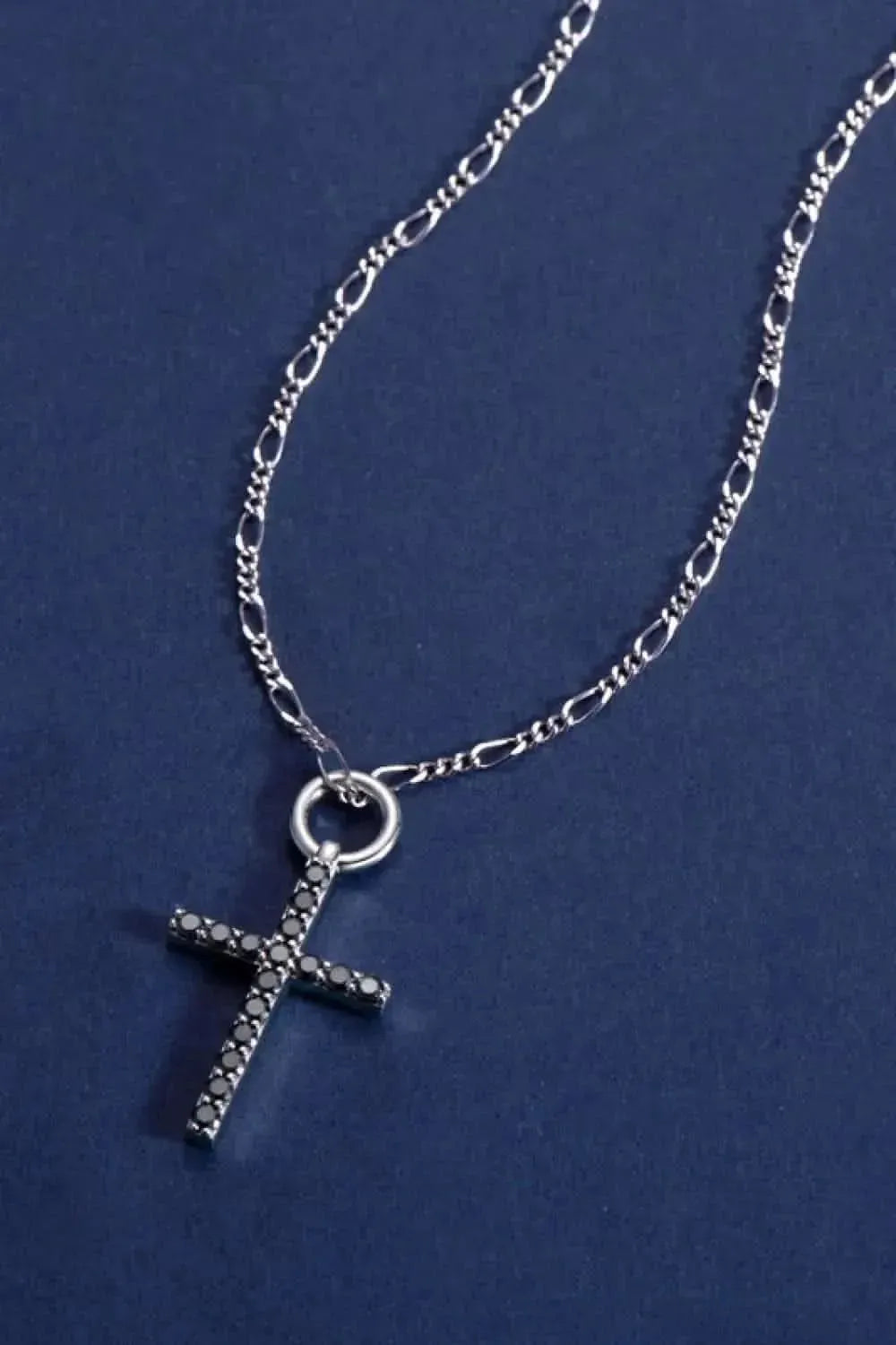 Moissanite Cross Pendant Platinum-Plated Necklace - Bad Moms Club