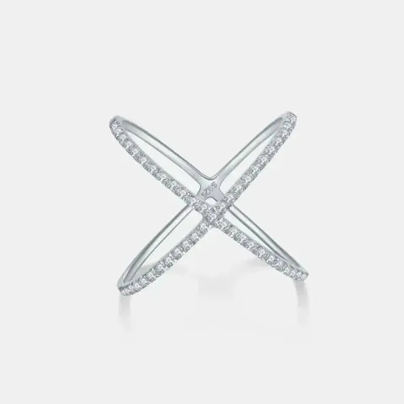 925 Sterling Silver Moissanite Crisscross Ring - Bad Moms Club