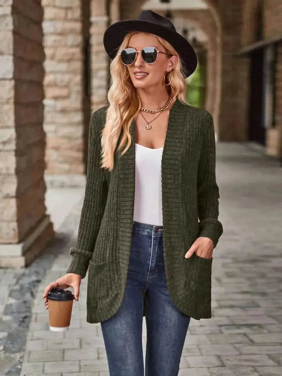 Open Front Cardigan with Pockets - Bad Moms Club