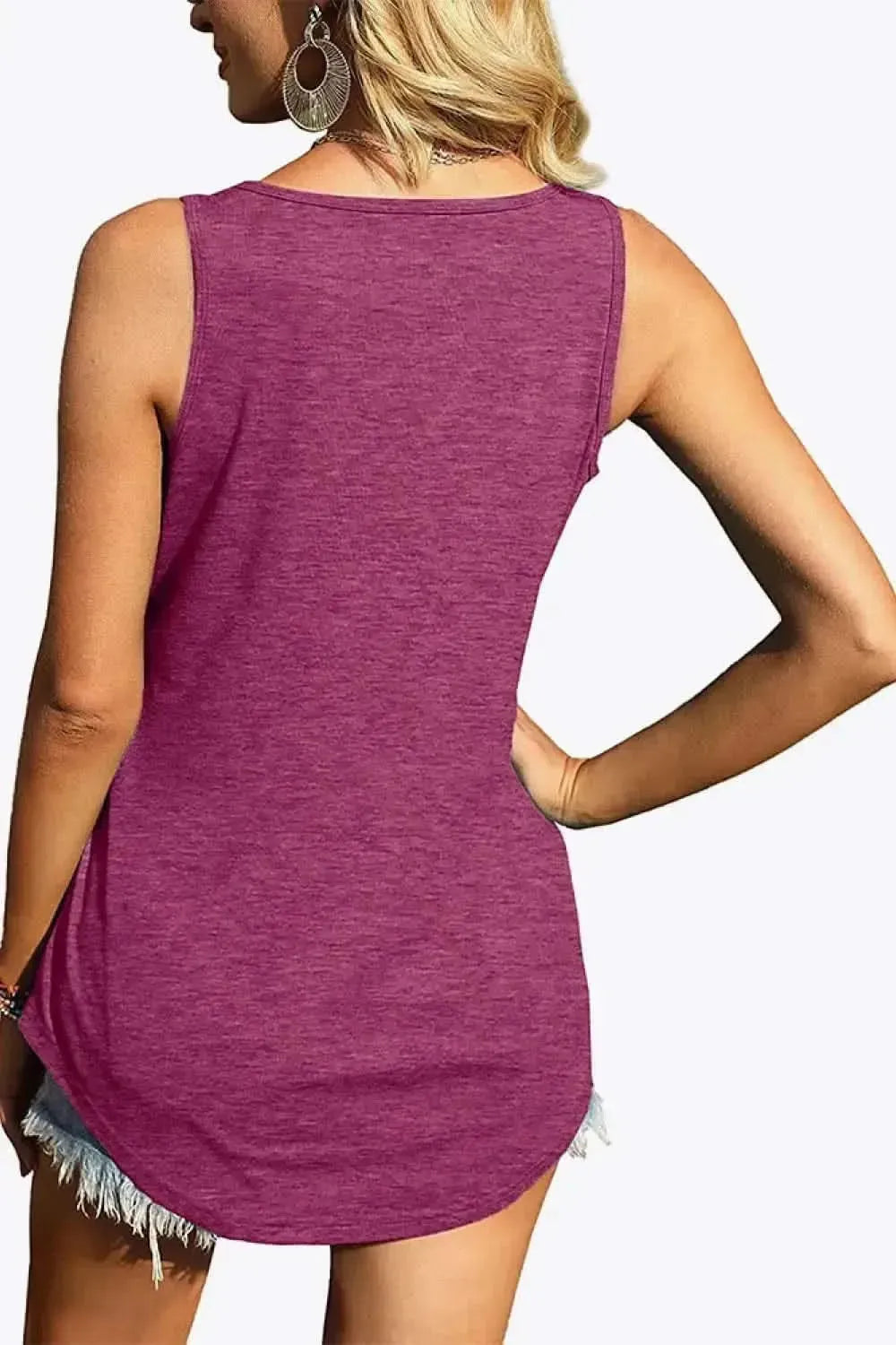 Curved Hem Square Neck Tank - Bad Moms Club